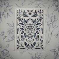Image 1 of Blue floral mirror print 