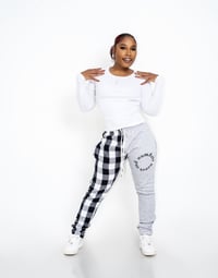 Image 3 of NNE Black/White Plaid Sweat Pants