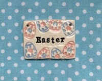 Image 4 of Handmade Ceramic Easter Tile with easter egg motif decoration