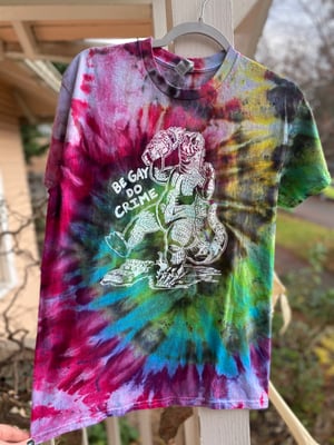 Image of MEDIUM Godzilla Be Gay Do Crime Tie Dye Shirt 6