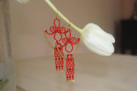 Image 1 of Red & Gold Lace Motif Earrings