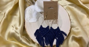 Image of Teardrop Macramé Earrings: Navy Blue