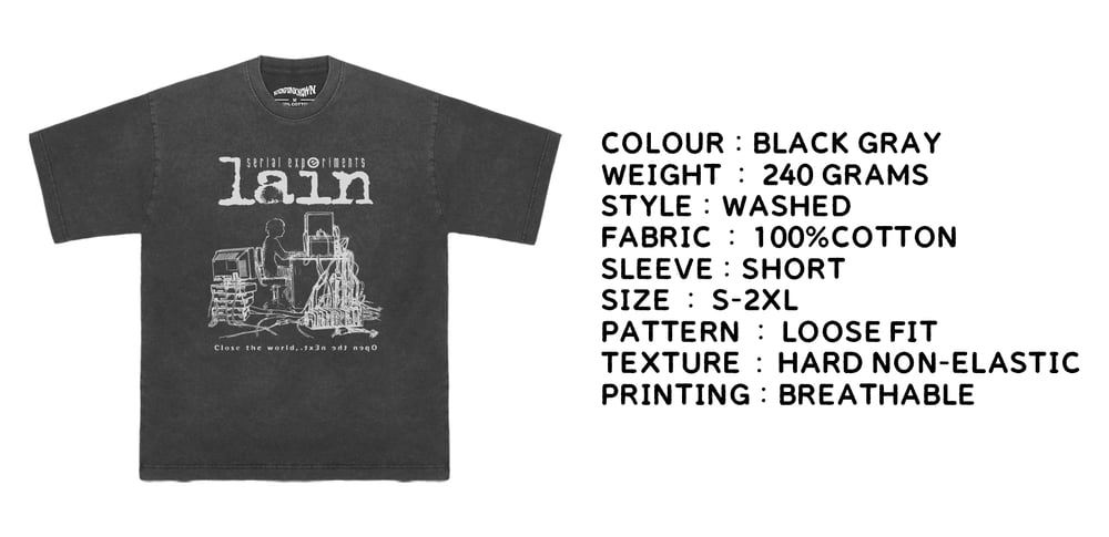 Serial Experiments Lain Shirt, Washed Cyberpunk Premium T-Shirt – Unisex Cotton Tee