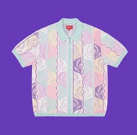 Image 2 of 🆕 PaLe BLuE ☁️ SuPReMe aBSTRaCT TeXTuReD ZiP uP 🆙 PoLo SHiRT 👕 
