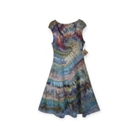 Image 1 of M Stretch Knit Fit and Flare Midi Dress in Earthy Spiral Ice Dye