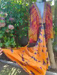 Image 1 of Wanderlust maxi dress Sari tie dye Red n Orange upto 18 uk