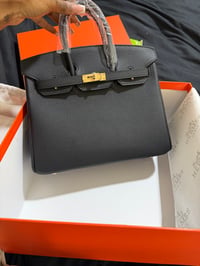 Image 5 of Hermes Birkin 25/30cm Bag Calfskin Silver/Gold Metal In Black High