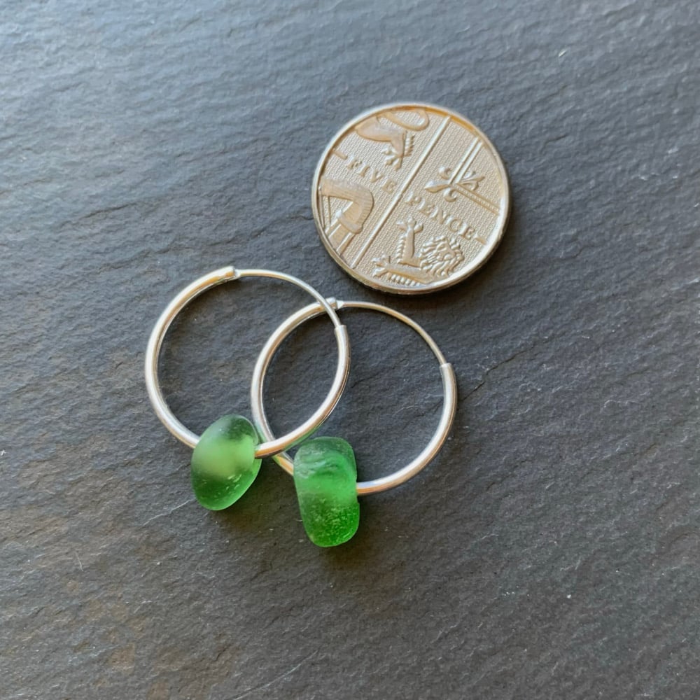 Image of Green sea glass earrings