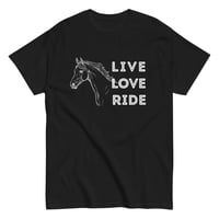 Image 2 of Unisex classic tee, Live Love Ride Western Horse Shirt Unisex Cowgirl Equestrian Graphic Tee