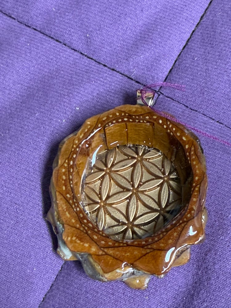 Image of Gold Flower of Life Pinecone Charm | Handmade PNW Jewelry | #88