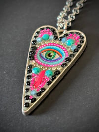 Image 2 of Mystic Eye Heart Necklace - Turquoise/Neon/Black