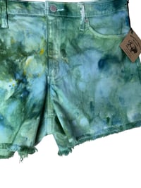 Image 4 of ♻️ UPCYCLED 12 Cut Off Shorts in Verdant Ice Dye