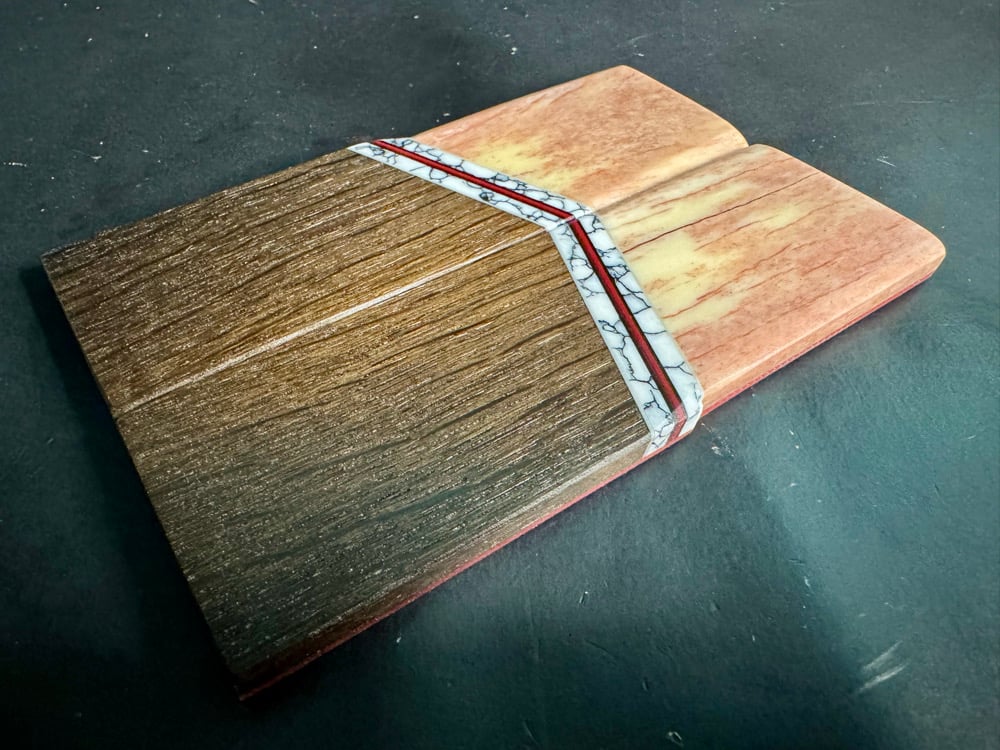 Image of Giraffe Bone & Bog Oak Segmented Knife Scales