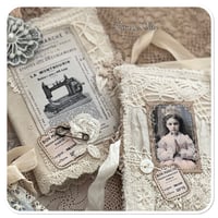 Image 11 of Vintage style french DMC Thread Box with snippet book and lace sewing book cover