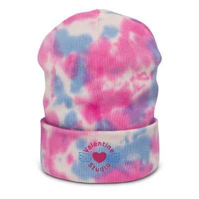 Image of Embroidered Logo Trans Pride Flag Tie-Dye Beanie 