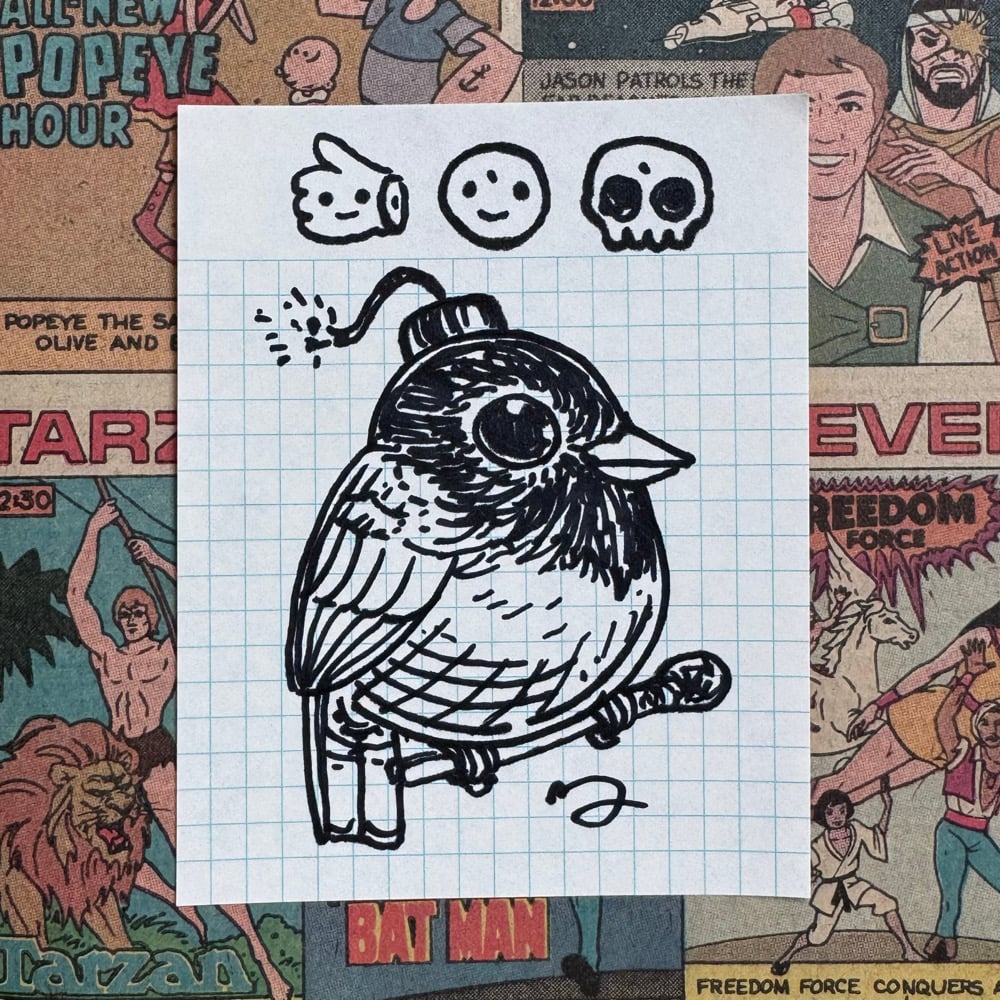 Image of Fat Bird Sharpie Sketch #209