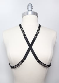 Image 3 of Multi-positions elastic mini harness with eyelets and piercings 