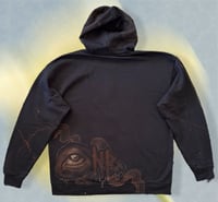 Image 2 of “BABY BAT” CUSTOM BLEACH PAINTED ZIP UP HOODIE XL