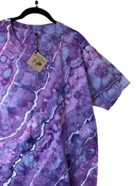 Image 5 of XL  Adult Combed Cotton Tee in Purple Haze Geode Ice Dye