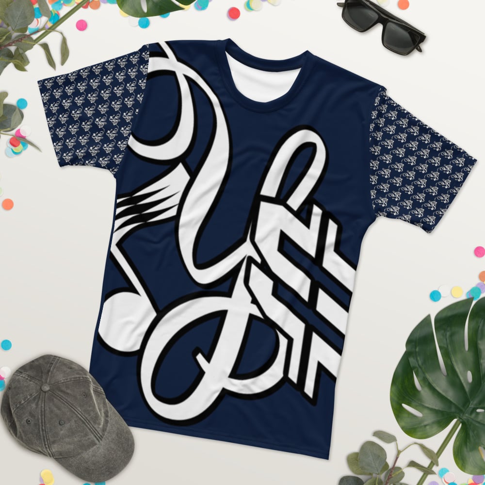 Image of YStress Exclusive Men's Navy Blue, White and Black T-shirt