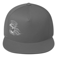 Image 1 of Grey Skull Flat Bill Snapback Hat