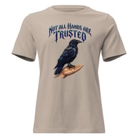 Image 6 of Women's Relaxed T-Trust Your Instincts Raven Graphic Tee – Bold Gothic Raven & Hand Design