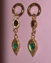 garnet + green cubic zirconia earrings