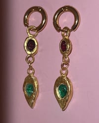 Image 4 of garnet + green cubic zirconia earrings