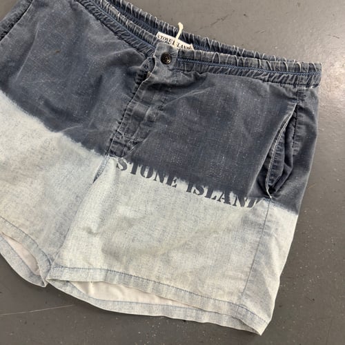 Image of SS 1995 Stone Island swim stencil spellout swim shorts, size large