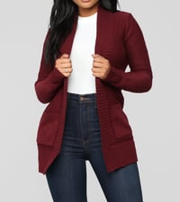 Image 1 of In the Moment Cardigan-Burgundy