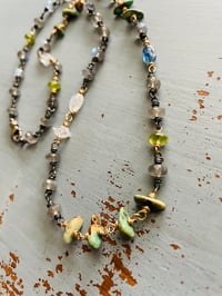Image 1 of turquoise and gemstone necklace in sterling and 14k gold