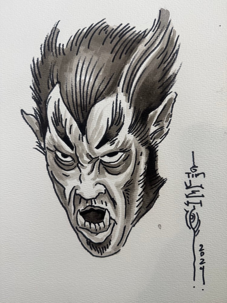 Image of Tim Lehi “Reaper Wolf Book Page #73” Painting