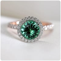 Image 3 of Royal Jewelry Princess Diana Soild Rose Gold Ring Natural Emerald Engagement Wedding Band Rings for 