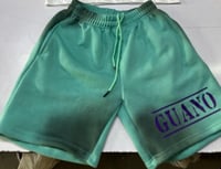 Image 2 of Unisex Aqua Blue Acid Wash shorts 
