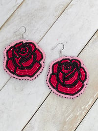 Image 3 of Red Rose earrings 