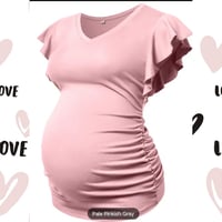 Image 1 of Women maternity casual ruffled slim fit V neck shirt