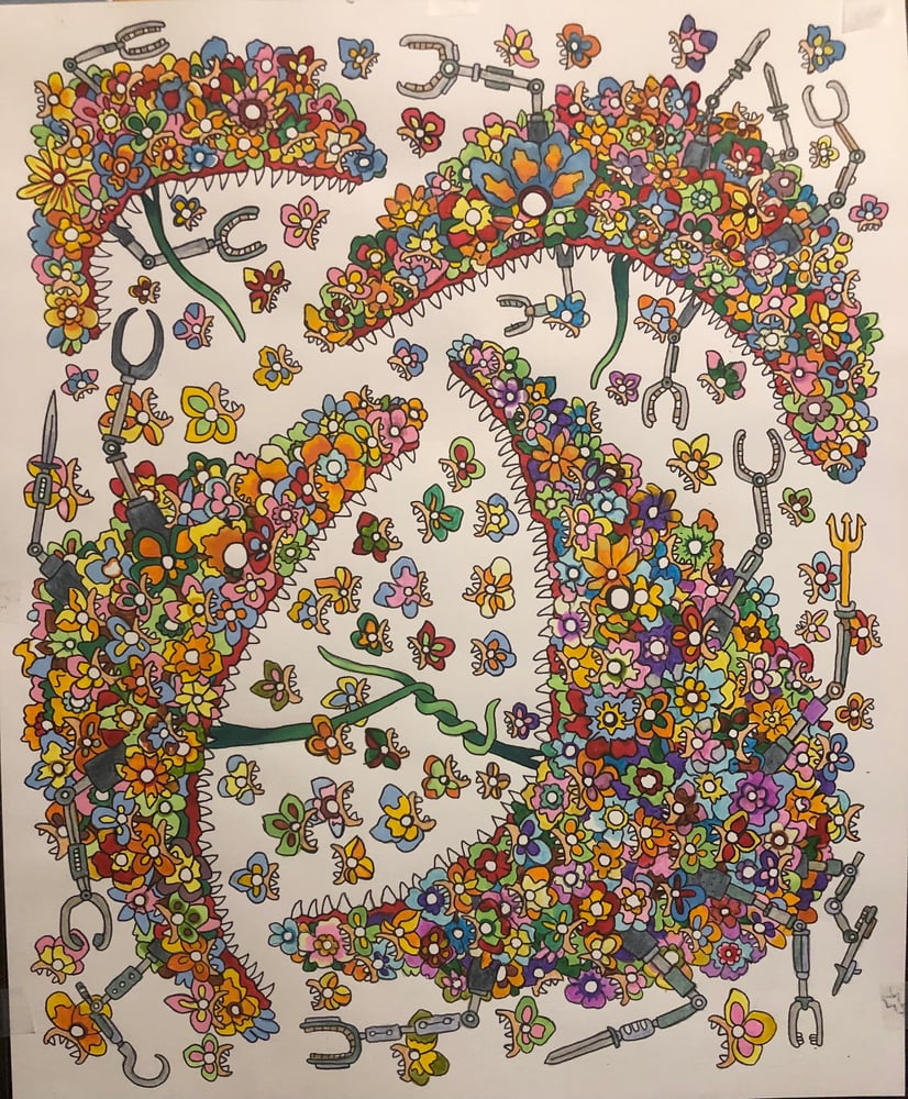 Image of The War Of Sun and Soil: original 17x14 inch watercolor and ink