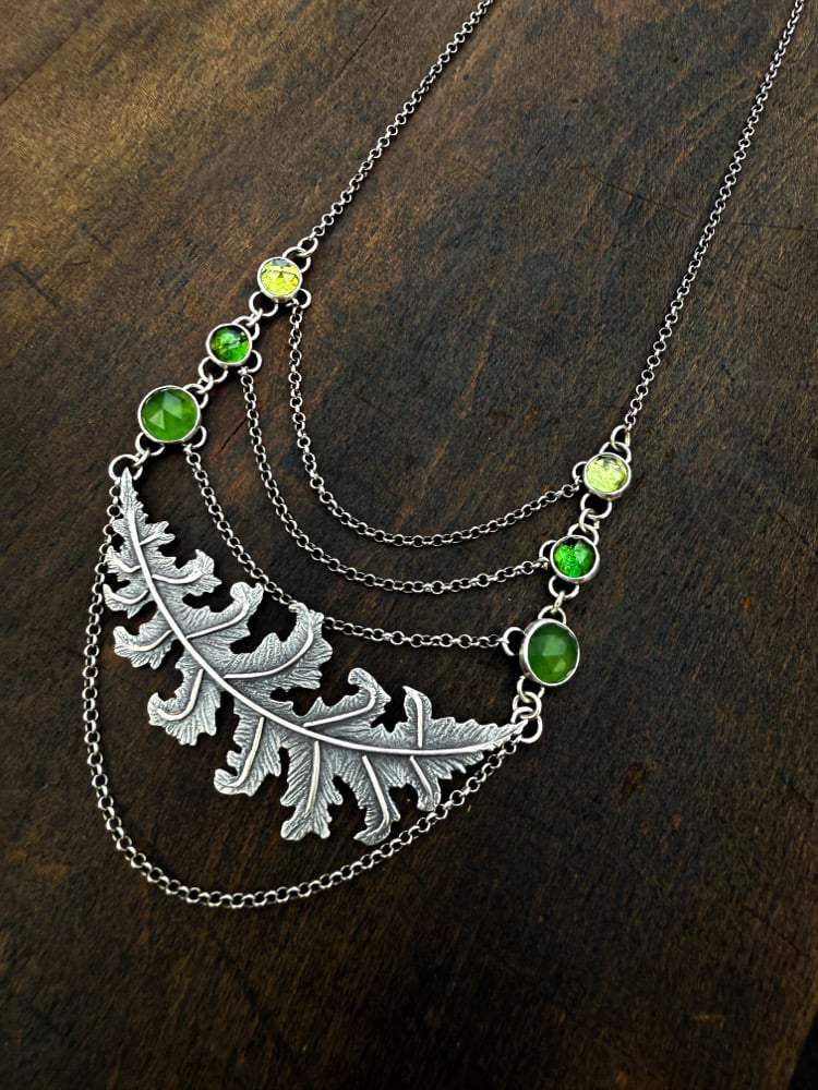 Image of Acanthus Leaf Draped Chain Statement Necklace