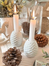 SALE! Soft White Pinecone Candle Holder ( Set or Singles )
