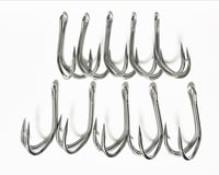 2/0 STAINLESS STEEL DOUBLE HOOKS (10pk)