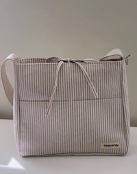 Image 1 of Striped Linen Crossbody Bag