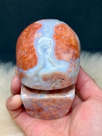Image 12 of Druzy Pink Petal Agate Skull Carving #2240