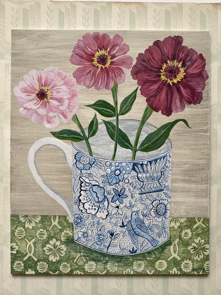 Image of Three Zinnias Giclee print 