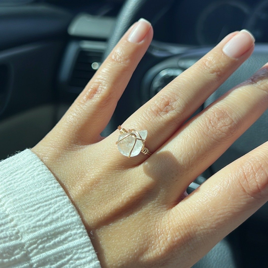 Clear quartz deals wedding ring