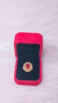 Image 1 of ADR45014_ Red Stone American Diamond Adjustable Ring