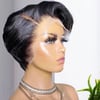 Straight Pixie Cut Lace Wigs Human Hair Wigs Pre Plucked .