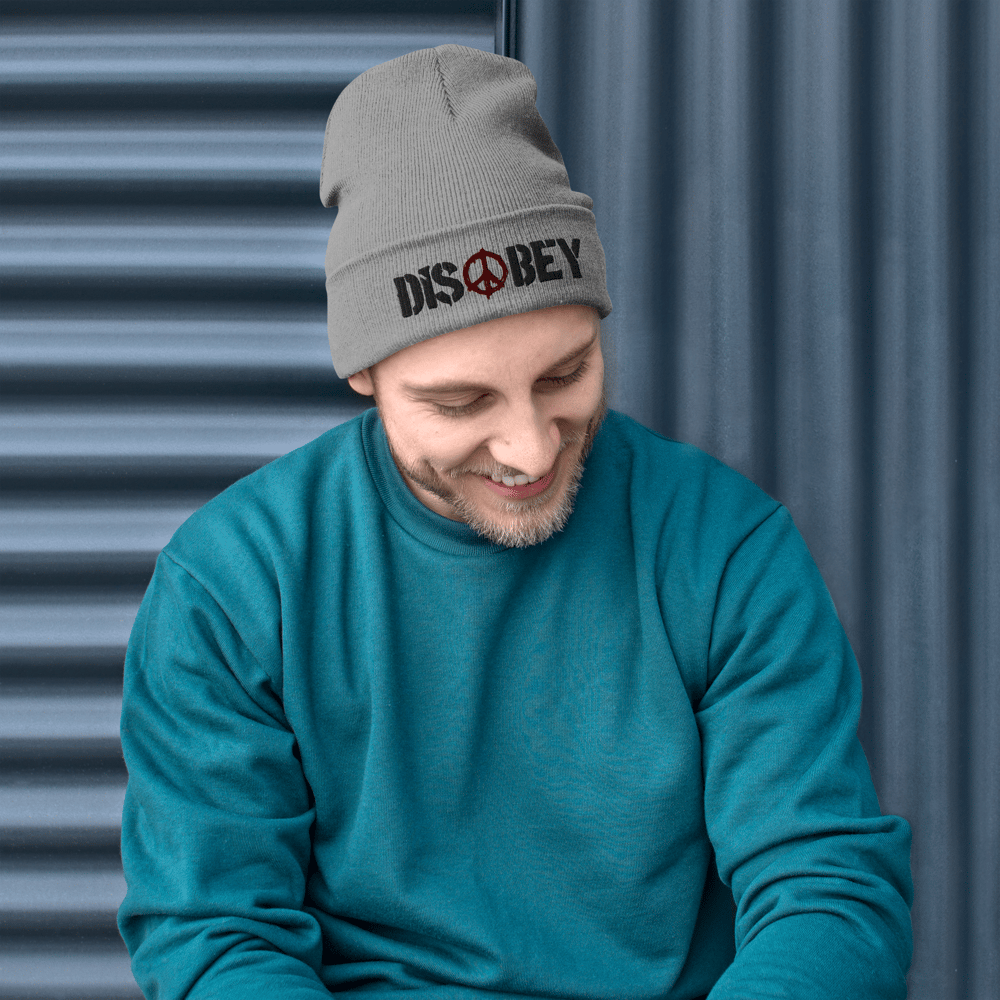 EMBROIDERED DISOBEY BEANIE