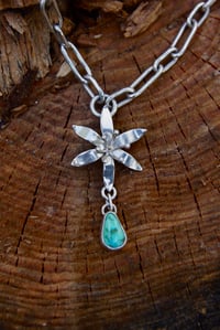 Image 2 of Glacier Lily Turquoise Drop | Handcrafted Paperclip Chain