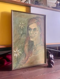 Image 2 of Dreamy Mid Century Oil Portrait on Board