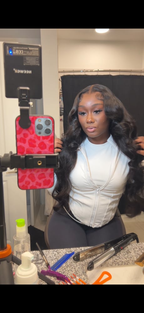 Image of 13*4 curtain bangs loose wave wig in 28 inch
